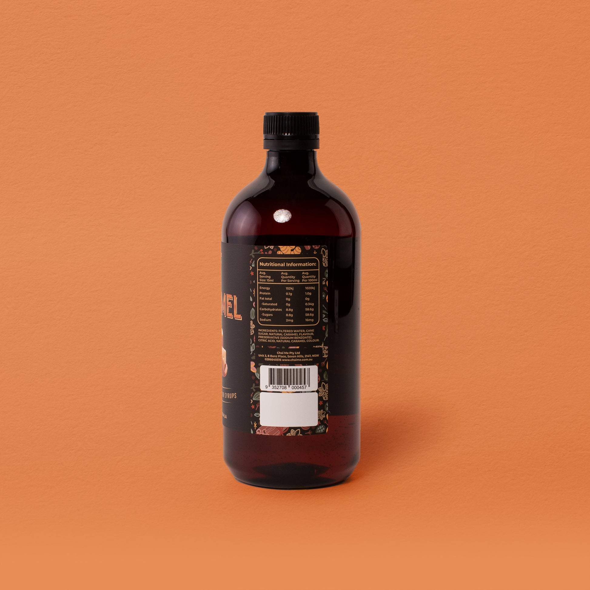 Made in Australia premium natural caramel syrup in a 750ml glass bottle