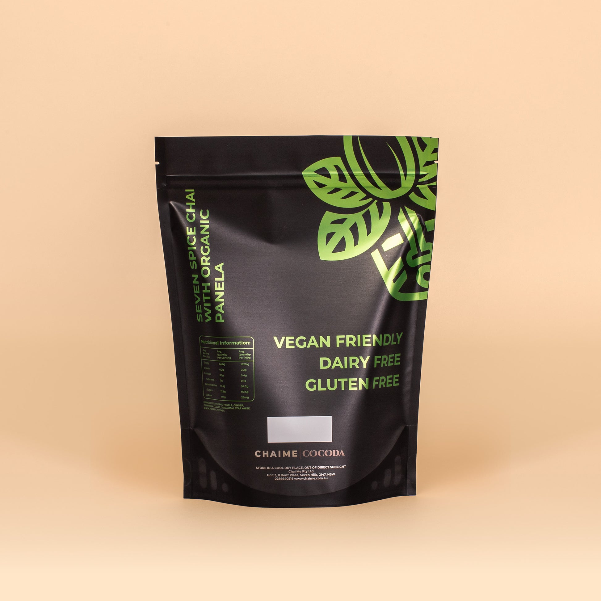 Vegan-friendly and Gluten-free Seven Spices chai latte blend