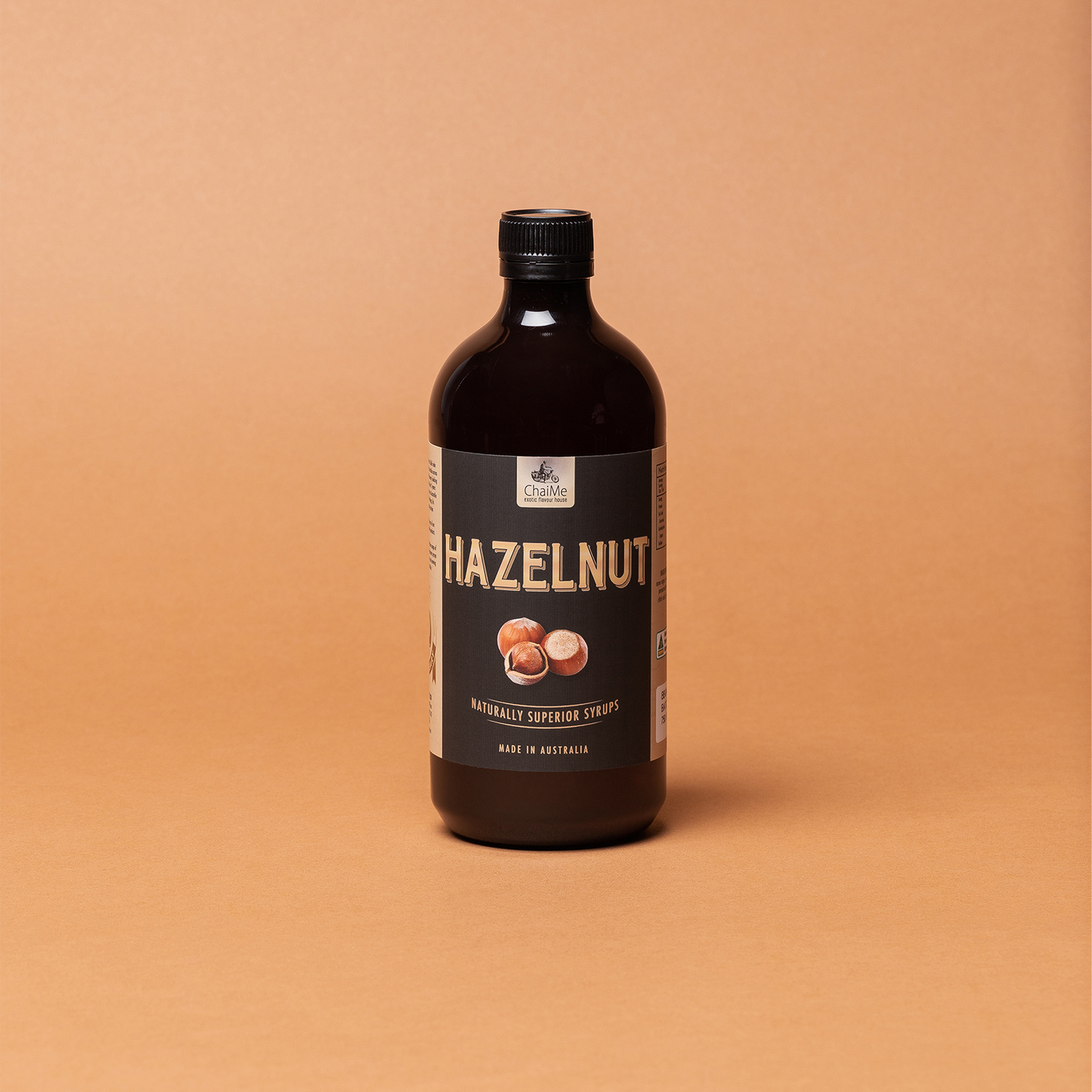A bottle of made in australia hazelnut syrup