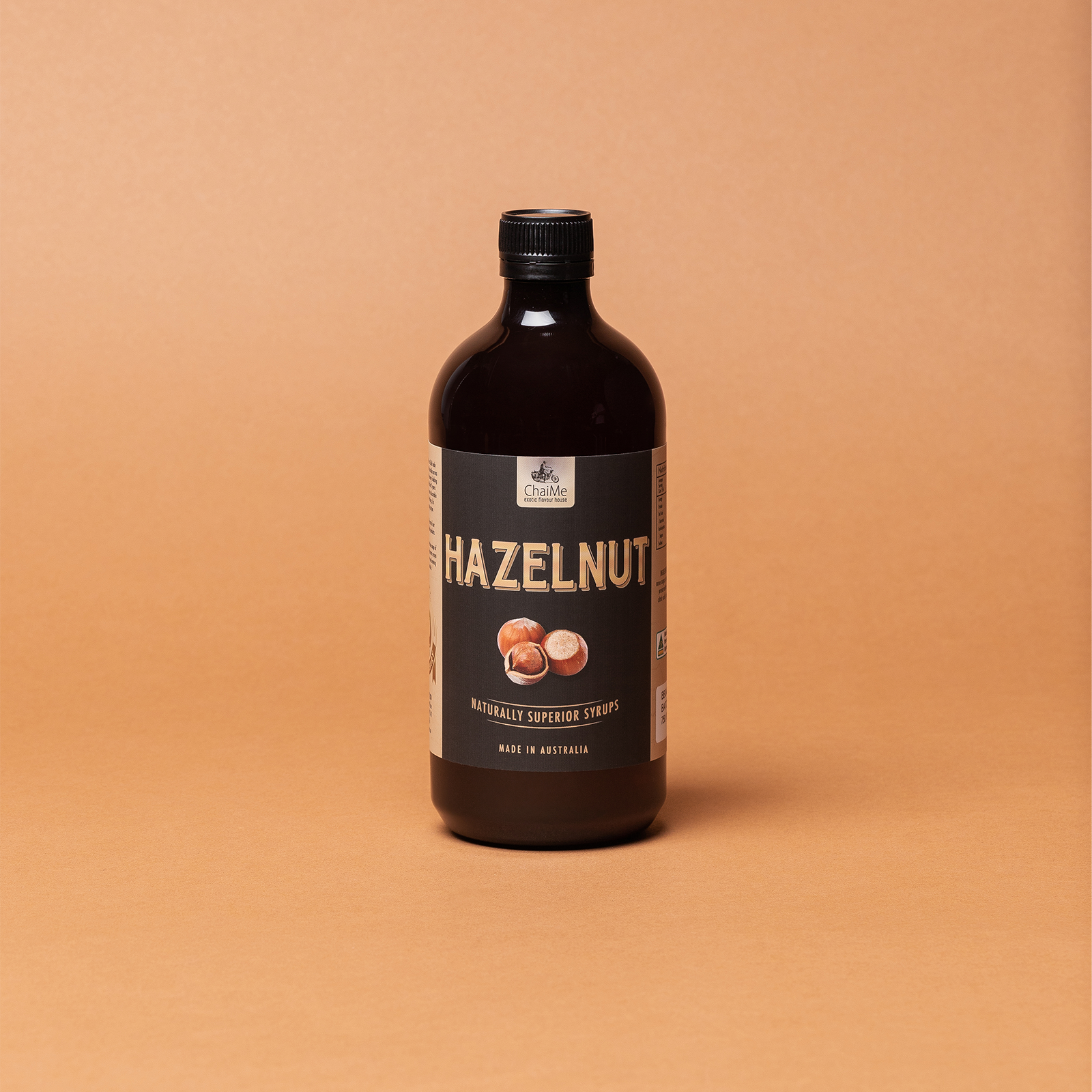 A bottle of made in australia hazelnut syrup