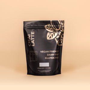 Chaime original chai latte blend features like vegan friendly, dairy free, and gluten free.