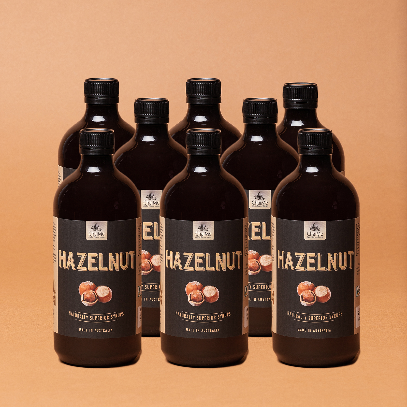 Pack of eight natural hazelnut syrups