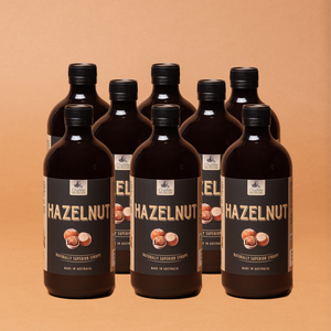 Pack of eight natural hazelnut syrups